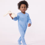 Petit Bateau - Heldragt med fødder - Blå Stribet