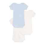 Petit Bateau - 3-pak Kortærmet Body - Blå Stribet & Hjerter