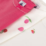 Petit Bateau - 3-pak Kortærmet Body - Lyserød & Kirsebær