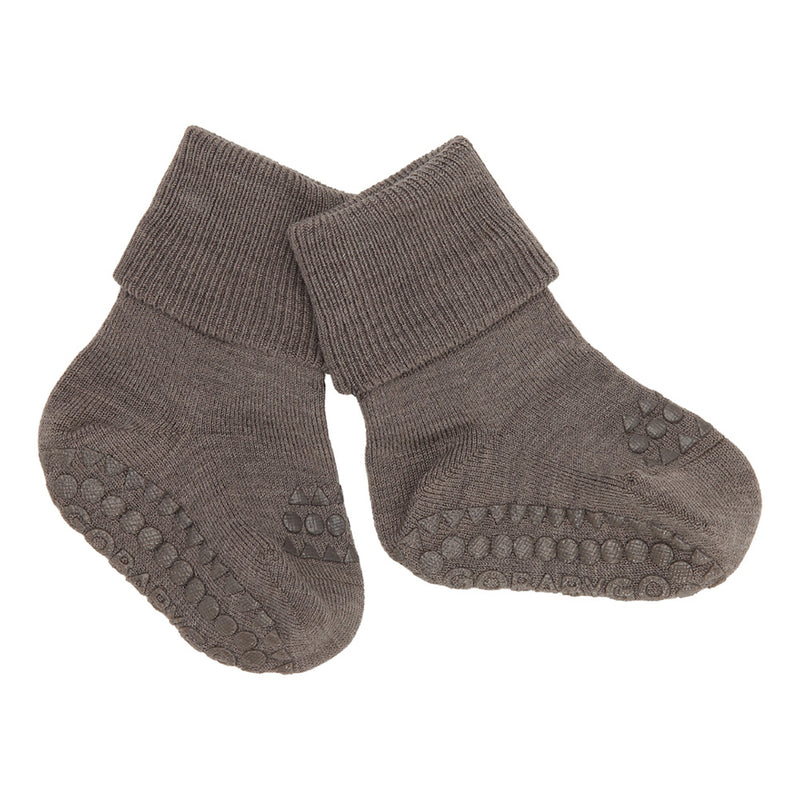 GobabyGo - Skridsikre Strømper Wool - Brown melange