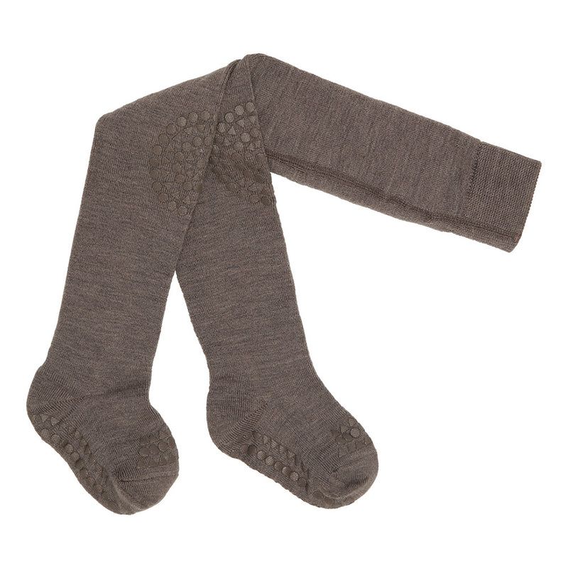 GobabyGo - Skridsikre Strømpebukser Wool - Brown melange