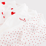 Petit Bateau - L/S 3-pack wrap bodyer - Hjerteprint
