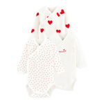 Petit Bateau - L/S 3-pack wrap bodyer - Hjerteprint