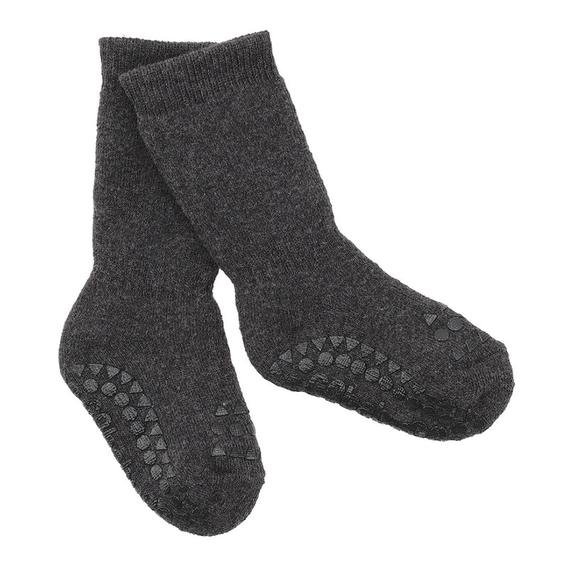 GobabyGo - Skridsikre Strømper Cotton - Dark grey melange