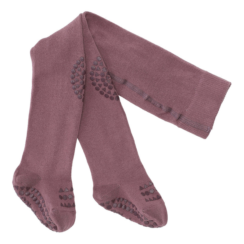 GobabyGo - Skridsikre Strømpebukser Cotton - Misty plum