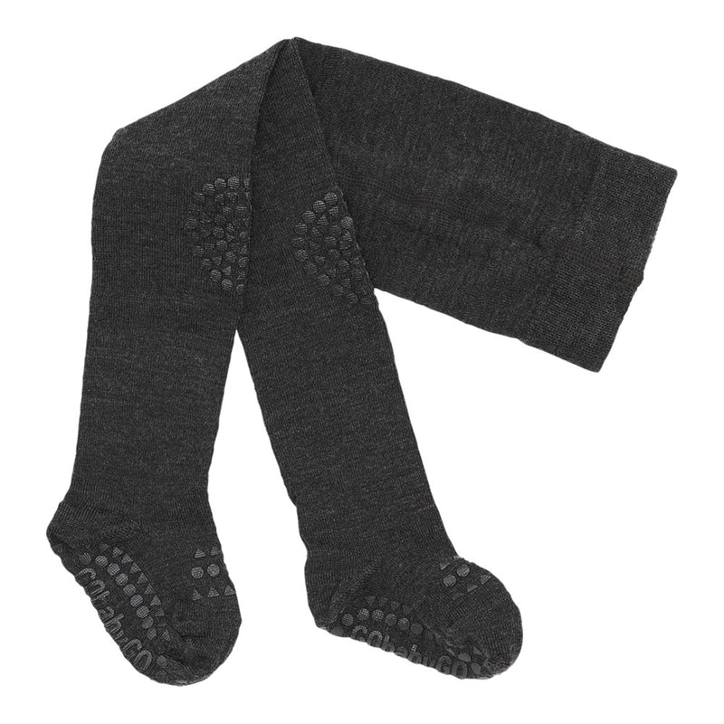 GobabyGo - Skridsikre Strømpebukser Wool - Dark grey melange