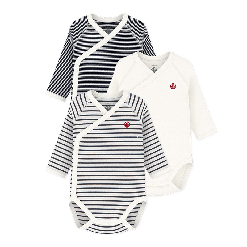 Petit Bateau - L/S 3-pack wrap bodyer