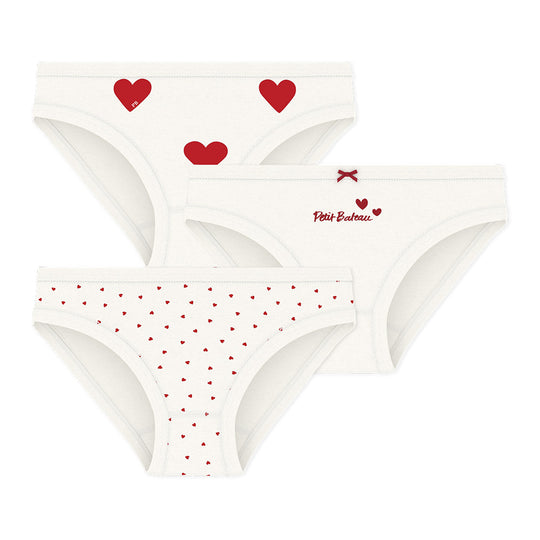 Petit Bateau - 3-pak Underbukser - Hjerteprint