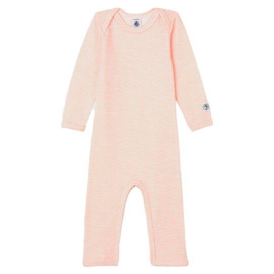 Petit Bateau - Uld Onesie - Stribet Lyserød