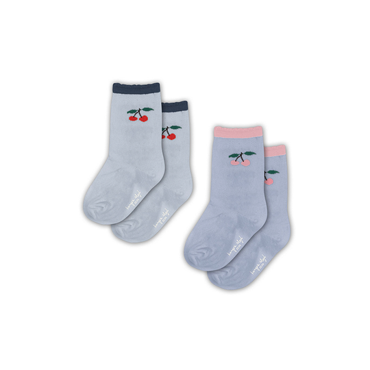 Konges Sløjd - 2-pak Jaquard Frill Strømper - Blue Fog/Purple Impress