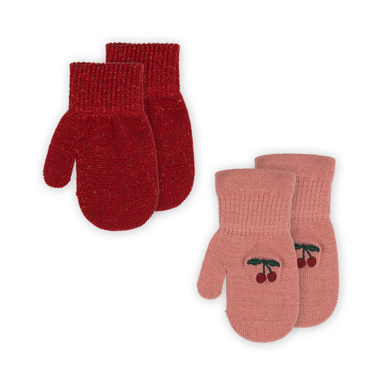 Konges Sløjd - 2 Pack Frill Mittens - Cherry Mix Pack